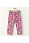 Girl's Pink Floral Patterned Combed Cotton Tights |   Stretchy 95% Cotton Comfortable Leggings - 4