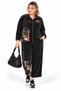 Plus Size Women's Picasso Patterned Eye Appliqué Bead Embroidered Hooded Zippered Cotton Twill Woven 50-52 Size Bottom Top Set