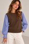 Women's Long Sleeve Crew Neck Knitwear Sweater with Shirt Inside Sporty Stylish Shirt Sweater - 2