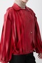 Rote Lederjacke mit Streifendetail - 2