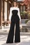 Trikoton Garnished Belted Crepe Trousers Suit Black