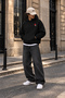 Unisex R Moonlight Printed Oversize Loose Cut Cotton 3 Thread Threaded Black Hooded Sweatshirt - 4