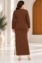 Plus Size Skirt with Slits and Stripes Set in Brown - 5