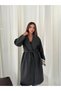 Women's Double-Breasted Collar Belted Waist Tie Buttoned Oversize Winter Long Cashmere Coat