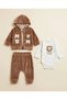 3-Piece Lion Embroidered Baby Boy Set Velvet 100% Cotton Printed Bodysuit 0-3 Months 3-6 Months 6-9 9-12 Months Newborn Baby Set Jacket+Pants+Bodysuit 100% Cotton Winter Baby 3-Piece Set