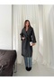 Women's Double-Breasted Collar Belted Waist Tie Buttoned Oversize Winter Long Cashmere Coat - 5
