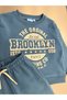 Boys' Blue Brooklyn Printed Sweatshirt and Sweatpants Two-Piece Set - 4