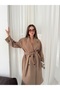 Women's Double-Breasted Collar Belted Waist Tie Buttoned Oversize Winter Long Cashmere Coat - 3