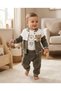 3-Piece Teddy Bear Embroidered Baby Boy Set Velvet 100% Cotton Printed Bodysuit 0-3 Months 3-6 Months 6-9 9-12 Months Newborn Baby Set Jacket+Pants+Bodysuit 100% Cotton Winter Baby 3-Piece Set - 3