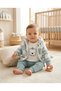 Teddy Bear Embroidered 3-Piece Baby Boy Set with Welsoft Fleece 100% Cotton 3-6 Months 6-9 Months 9-12 Months 12-18 Months Baby Boy Set Hooded Cardigan+Body+Pajamas Newborn Baby Set 100% Cotton Winter Baby 3-Piece Set - 3