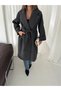 Women's Double-Breasted Collar Belted Waist Tie Buttoned Oversize Winter Long Cashmere Coat - 2