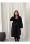 Women's Double-Breasted Collar Belted Waist Tie Buttoned Oversize Winter Long Cashmere Coat - 4