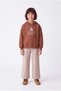 Girl's Loose-Fit Textured Sweatpants with Stitching Detail - 3