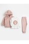 Teddy Bear Embroidered 3-Piece Baby Girl Set Welsoft Plush 100% Cotton Fabric 3-6 Months 6-9 Months 9-12 Months 12-18 Months Baby Set Jacket+Long Sleeve Bodysuit+Pajamas Newborn Baby Set 100% Cotton Winter Baby 3-Piece Set
