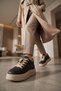 Thick Sole Lace-Up Stylish Comfortable Black Women's Sneaker Boots 26K421 - 2