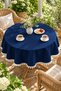 Pompom Detailed Round Tablecloth – Liquid-Resistant, Stain-Proof, Durable Duck Fabric, Different Size Options - 3