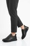 Eplas women's genuine leather shoes with front elastic buckle - black leather - 7