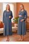 New Season Indigo Double-Breasted Collar Breastfeeding-Friendly Design Long Sleeve Maternity Nightgown Set of 2 - 6