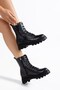Women's Boots Black Lace-Up V Stereç Thick Sole Faux Leather - 4