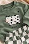 Baby Boy Set with Cow Print and Checkered Pattern Square Trousers, 2-Piece Seasonal Set - 4