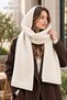 Beige Soft Textured Hooded Scarf Beanie