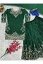 Dark Green Chinon Silk Embroidered Palazzo Suit Set - FFT101038-DarkGreen-Size-4XL-48-Inches