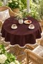 Pompom Detailed Round Tablecloth – Liquid-Resistant, Stain-Proof, Durable Duck Fabric, Different Size Options - 3