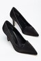 Large Size Women's Thin Heeled Stiletto Shoes Black Satin Side Face - 3