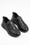 Eplas women's genuine leather shoes with front elastic buckle - black leather - 2