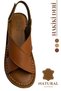 Genuine Leather Women's Sandals - Soft Thick Sole Genuine Leather Velcro Women's Sandals Tan - 6