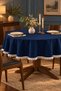 Pompom Detailed Round Tablecloth – Liquid-Resistant, Stain-Proof, Durable Duck Fabric, Different Size Options - 2