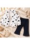 Baby Girl Polka Dot Hooded Plush Cardigan T-Shirt and Spanish Flared Pants 3-Piece Set Pink 9–24 Months - 3