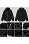 Women's Black Stone Star Patterned Zippered Hooded Oversize Sweatshirt - 2