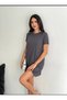 Crew Neck Short Sleeve Modal Fabric Mini Dress - 4