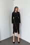 Black Slit Zipper Detailed Design Midi Dress - 3