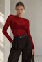 Boat Neck Long Sleeve Women Transparent Blouse 52115063 - 3
