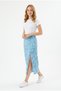Women's Floral Patterned Slit Detailed Elastic Waist Flexible Fabric Summer Stylish Model Skirt - 3