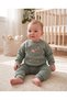 Cool Embroidered Baby Girl Set 3 Threaded 100% Cotton 6-9Months 9-12Months 12-18Months 18-24 Months Top and Bottom 2-Piece Baby Girl Set Winter Baby Set Girl's Sweater Pajamas - 3