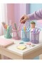 Metal Mesh Round Pen Holder Pastel Set of 4 Mint Pink Blue Lilac - 5