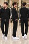 Men's Jogger Top and Bottom Set with Chain Collar and White Stitching Detail - 4