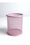 Metal Mesh Round Pen Holder Pastel Pink - 3