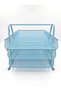 3-Tier Metal Mesh Document Rack A4 Document Tray Pastel Pastel Blue - 3