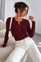 Women's Top with Stretchy Fabric and Button Detail (Not Crop Length, It's a Regular Fit) - 2