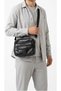 Men's Black Steel Case Horizontal Genuine Leather Medium Size Adjustable Shoulder Strap Hand and Shoulder Bag