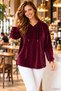 Velvet Shine - Women's Long Sleeve Hooded Relaxed Fit Blouse - 4