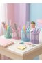 Metal Mesh Round Pen Holder Pastel Blue - 7