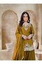 Mehandi Chinon Silk Embroidered Palazzo Suit Set - FFT101038 | Mehandi-Size:4XL-48-Inches