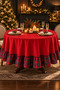 Red Plaid Ruffled Round Tablecloth – Liquid-Proof, Stain-Resistant, Special Gift for New Year's Eve – 140 and 200 cm - 6