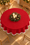 Special New Year's Gift: Round Tablecloth with Pompom Detail – Liquid-Proof, Stain-Resistant, Durable Duck Fabric, Various Size Options - 5