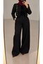 Women's Black Gold Button Detailed Jacket and Trousers Set - 2